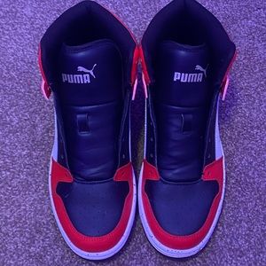 Black and Red Puma High Top Sneakers!